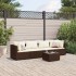 Set muebles de jardín 5 piezas y cojines ratán sintético