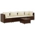 Set muebles de jardín 5 piezas y cojines ratán sintético
