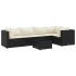 Set muebles de jardín 6 piezas y cojines ratán sintético