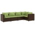 Set muebles de jardín 5 piezas y cojines ratán sintético