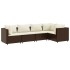 Set muebles de jardín 5 piezas y cojines ratán sintético