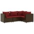 Set muebles de jardín 4 piezas y cojines ratán sintético
