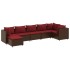 Set muebles de jardín 7 piezas y cojines ratán sintético