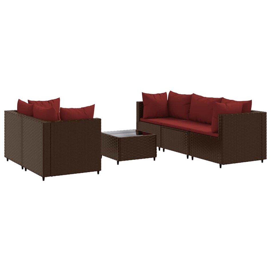 Set muebles de jardín 6 piezas y cojines ratán sintético