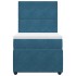 Cama box spring con colchón terciopelo azul oscuro 100x200
