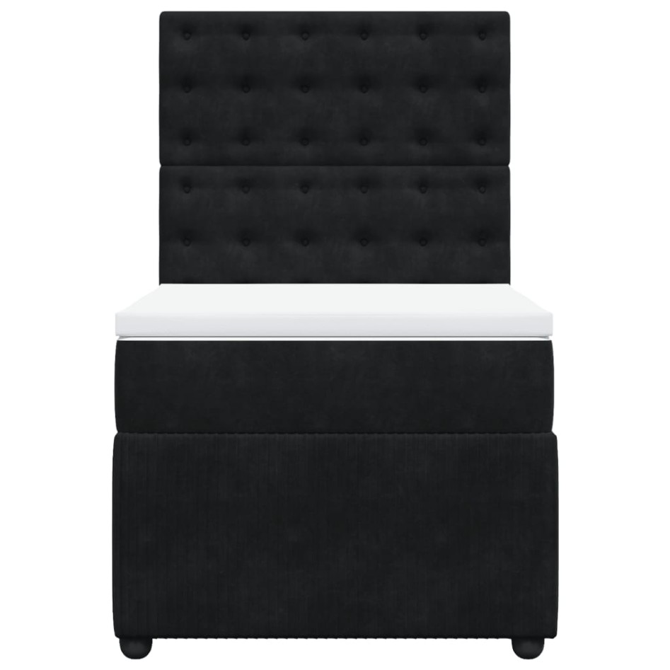 Cama box spring con colchón terciopelo negro 100x200