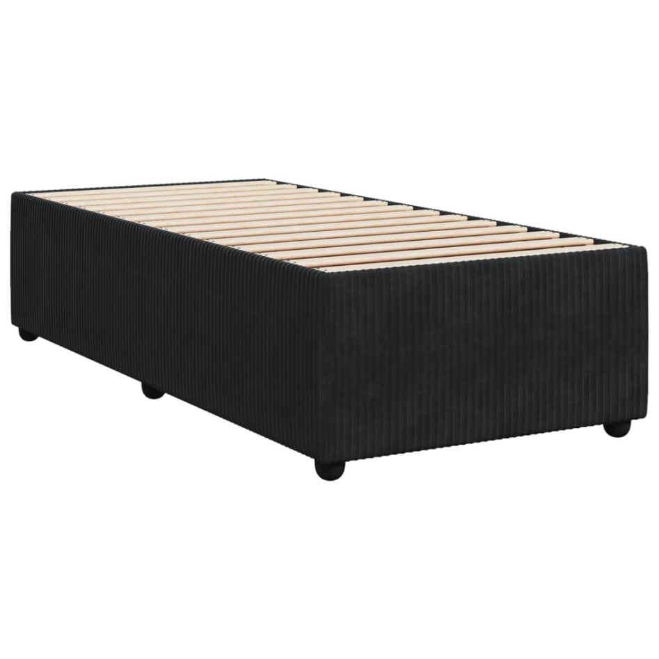 Cama box spring con colchón cuero sintético negro 90x190