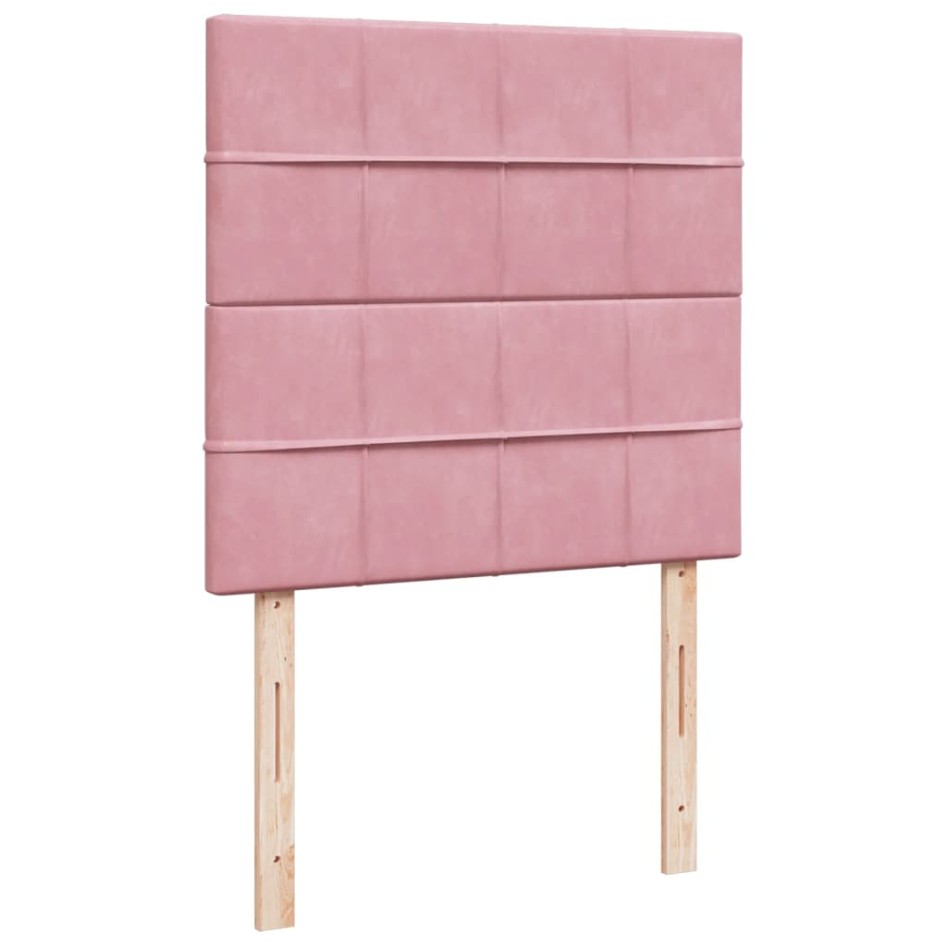 Cama box spring con colchón terciopelo rosa 90x200