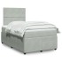 Cama box spring con colchón terciopelo gris claro 120x200