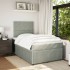 Cama box spring con colchón terciopelo gris claro 120x200