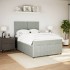 Cama box spring con colchón terciopelo gris claro 140x200