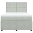 Cama box spring con colchón terciopelo gris claro 140x200