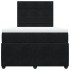 Cama box spring con colchón terciopelo negro 120x190