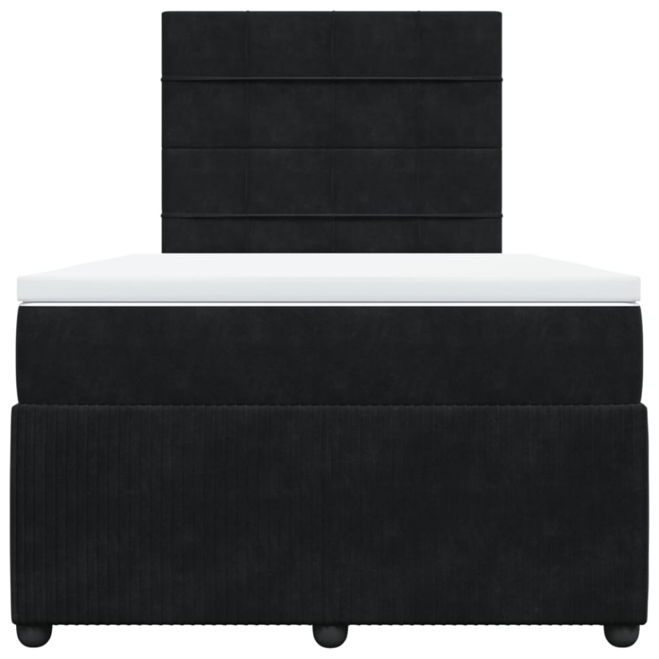 Cama box spring con colchón terciopelo negro 120x190