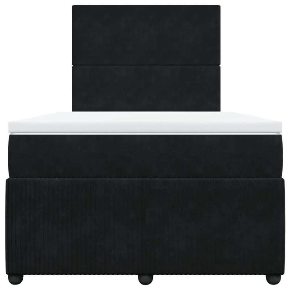 Cama box spring con colchón terciopelo negro 120x200