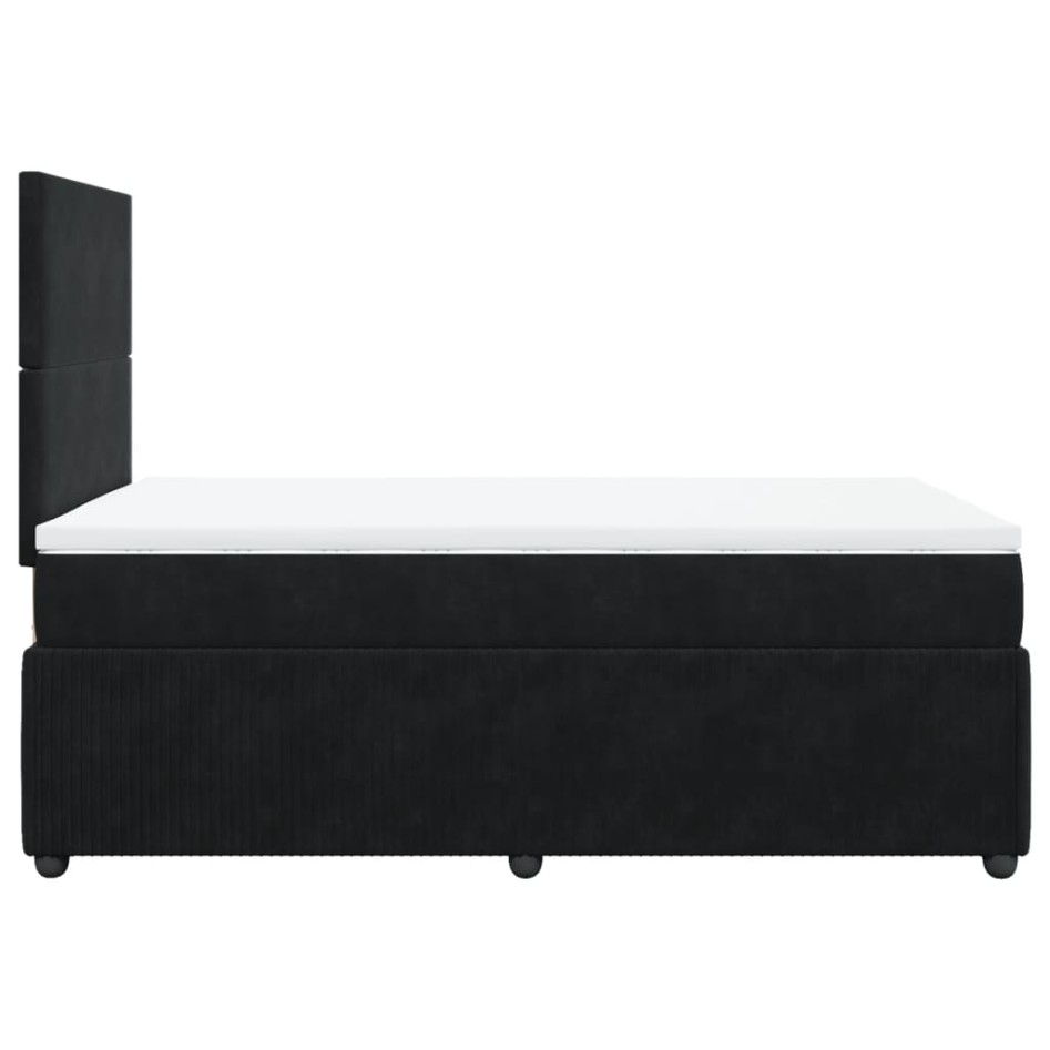 Cama box spring con colchón terciopelo negro 120x200