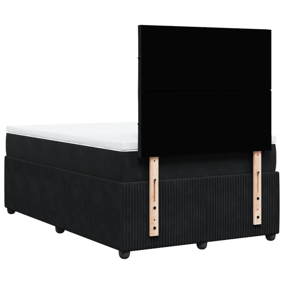 Cama box spring con colchón terciopelo negro 120x200