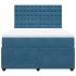 Cama box spring con colchón terciopelo azul oscuro 140x190