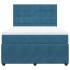 Cama box spring con colchón terciopelo azul oscuro 140x190