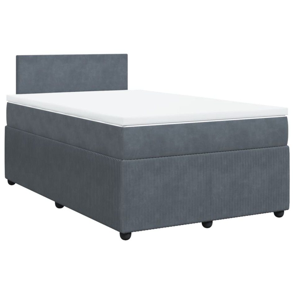 Cama box spring con colchón terciopelo gris oscuro 120x200
