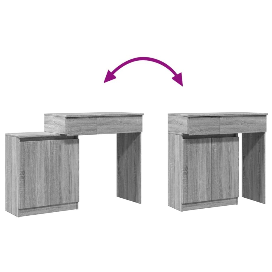 Tocador con luces LED gris sonoma 115x37x110,5