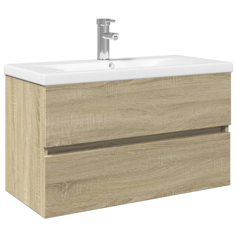 Set de mueble de baño 2 piezas cerámica y madera de