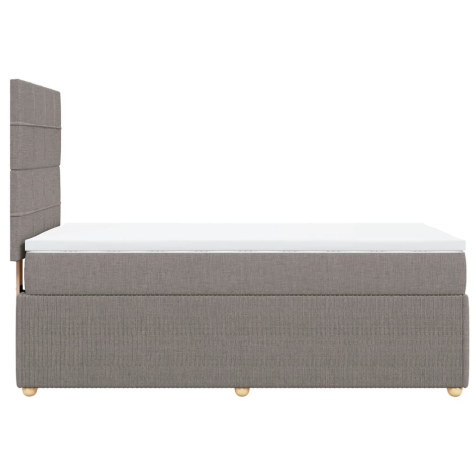 Cama box spring con colchón tela gris taupe 90x190