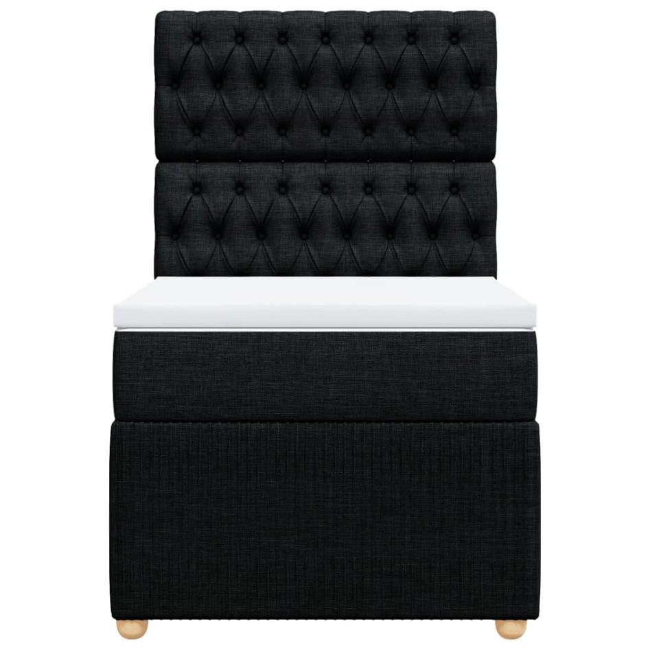 Cama box spring con colchón tela negro 90x190