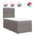 Cama box spring con colchón tela gris taupe 90x190