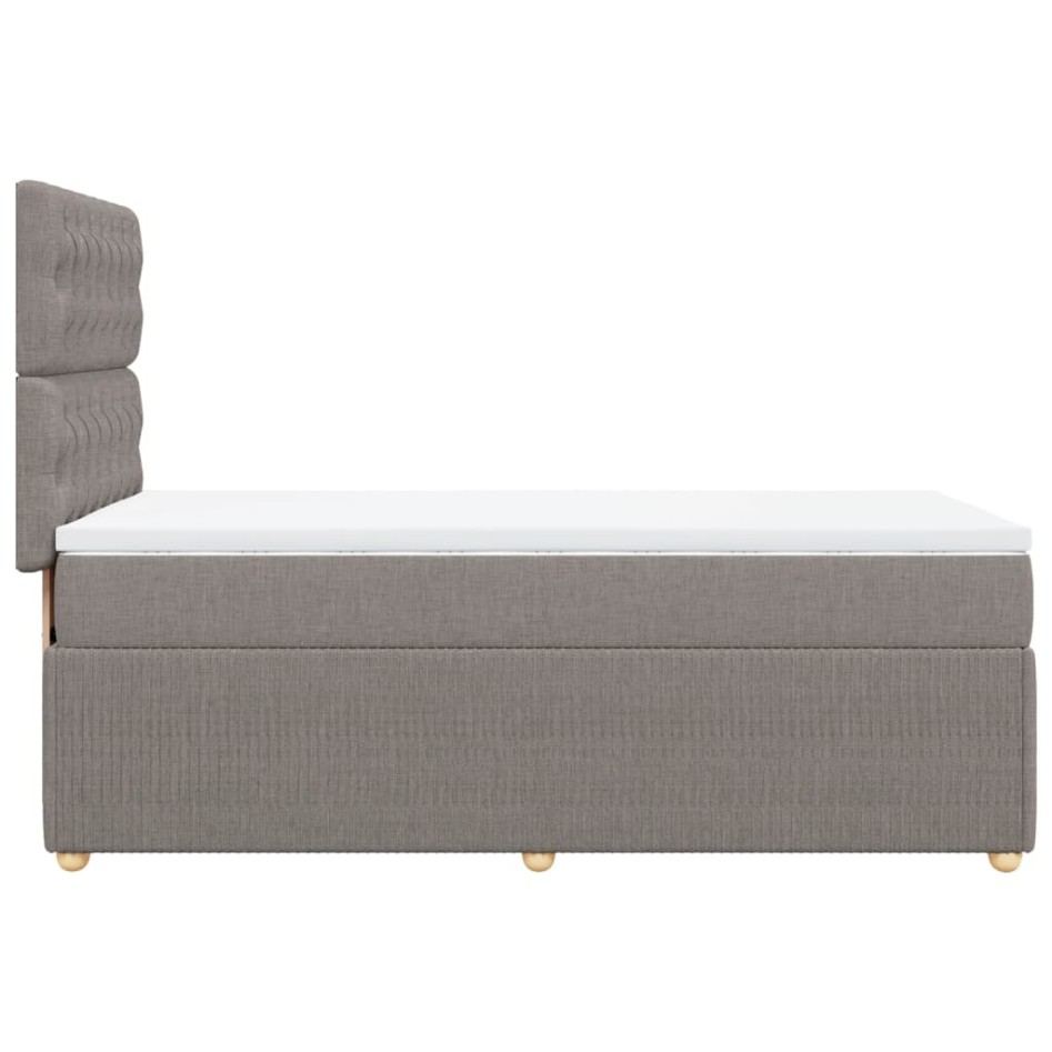 Cama box spring con colchón tela gris taupe 90x190