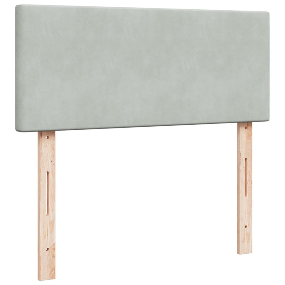 Cama box spring con colchón terciopelo gris claro 120x190