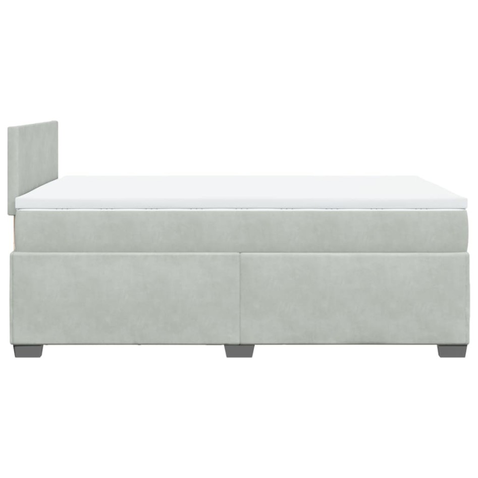 Cama box spring con colchón terciopelo gris claro 120x190