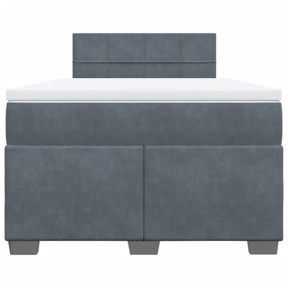 Cama box spring con colchón terciopelo gris oscuro 120x190