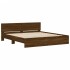 Estructura de cama cabecero y luces LED marrón roble 200x200