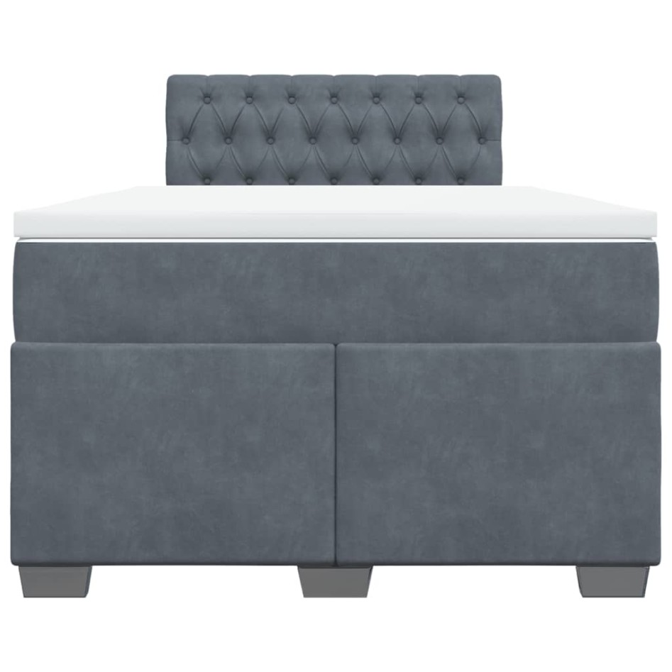 Cama box spring con colchón terciopelo gris oscuro 120x190