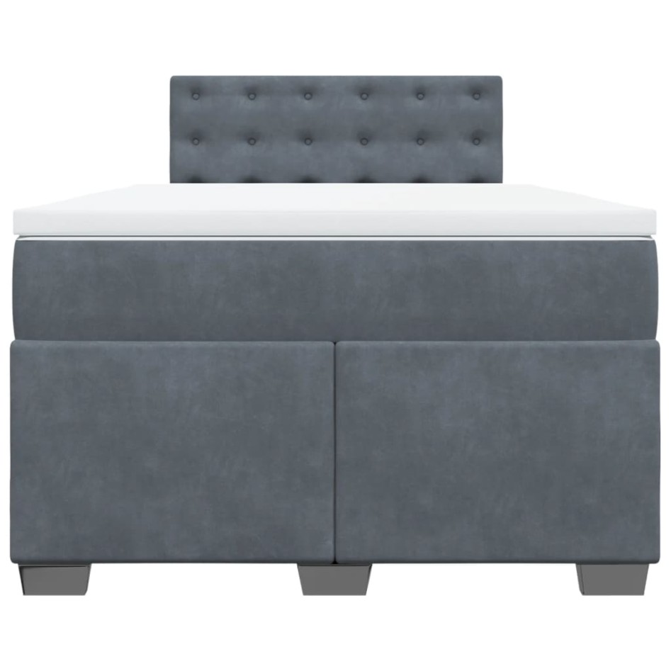 Cama box spring con colchón terciopelo gris oscuro 120x190