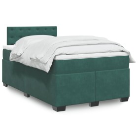 Cama box spring con colchón terciopelo verde oscuro 120x190