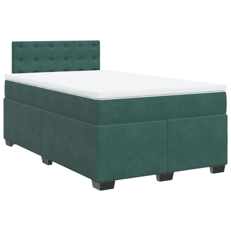Cama box spring con colchón terciopelo verde oscuro 120x190