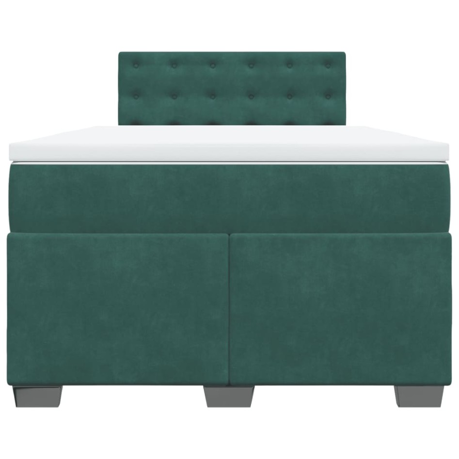 Cama box spring con colchón terciopelo verde oscuro 120x190