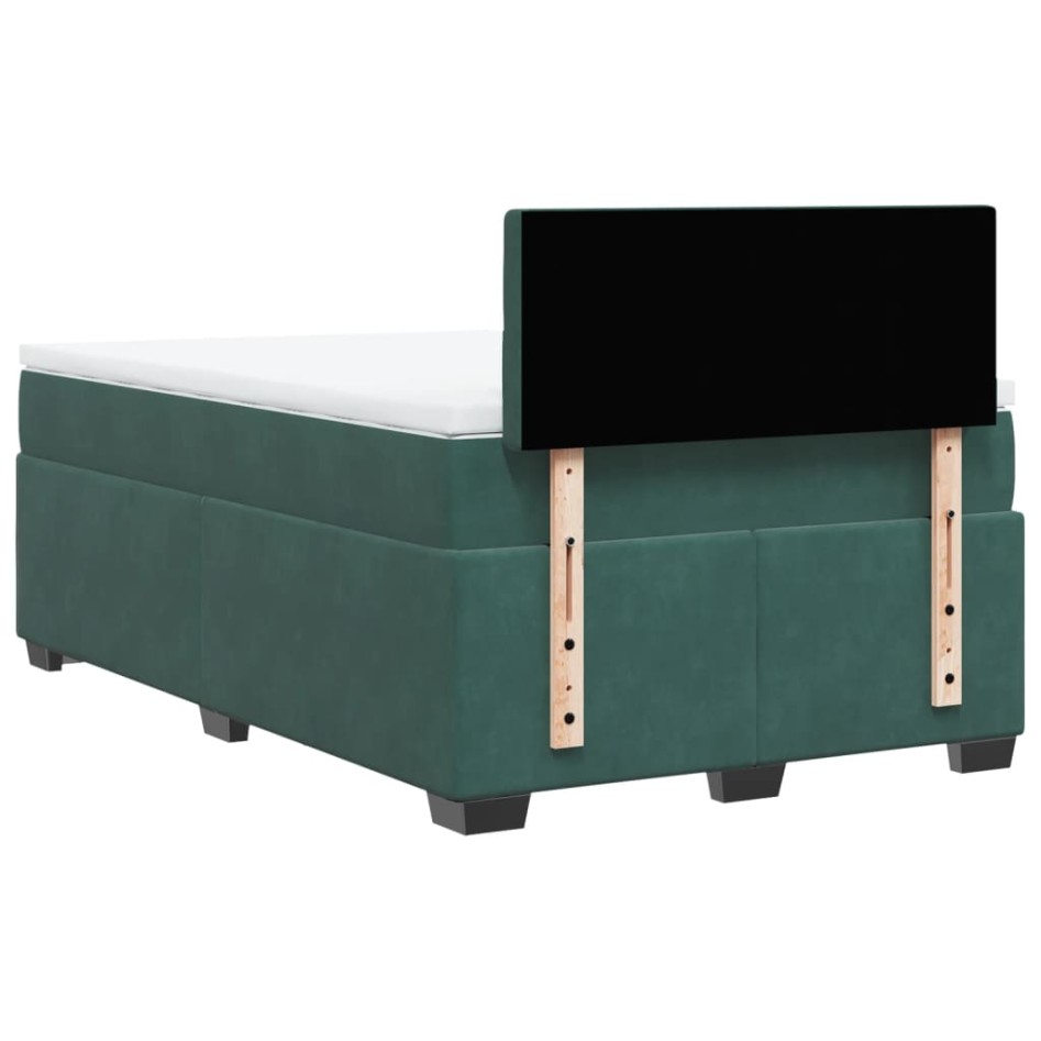 Cama box spring con colchón terciopelo verde oscuro 120x190