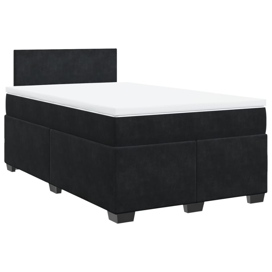Cama box spring con colchón terciopelo negro 120x200