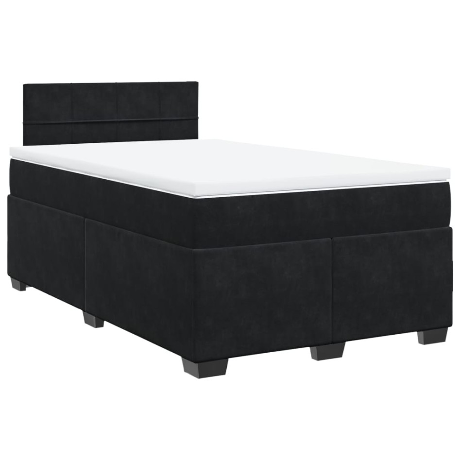Cama box spring con colchón terciopelo negro 120x200
