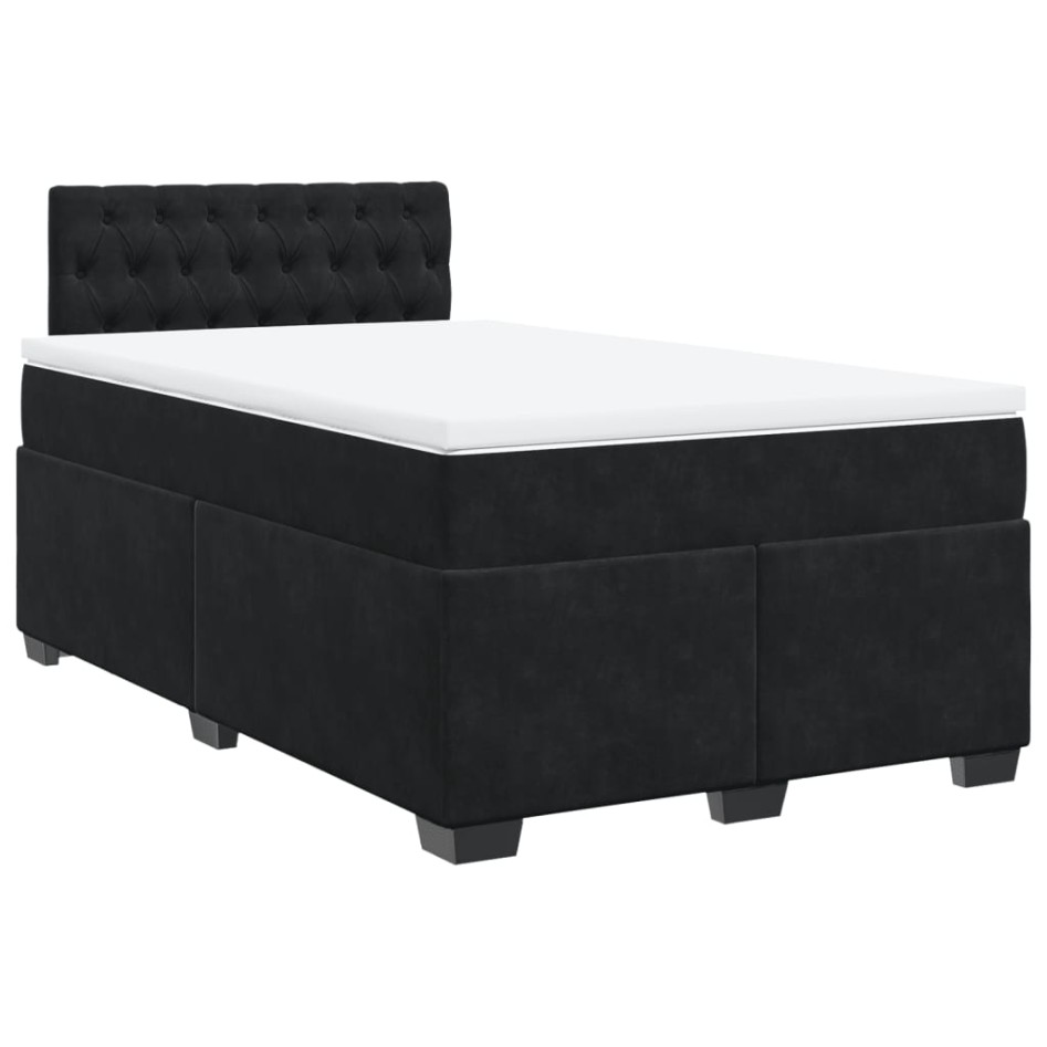 Cama box spring con colchón terciopelo negro 120x200