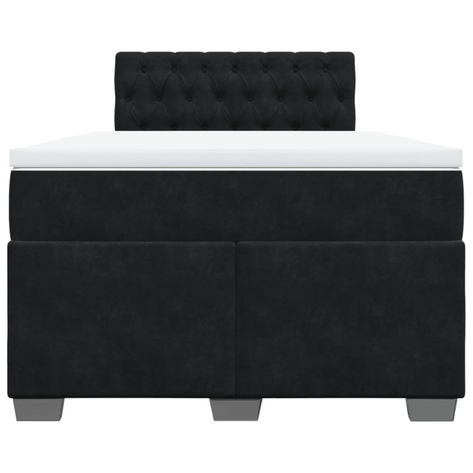 Cama box spring con colchón terciopelo negro 120x200
