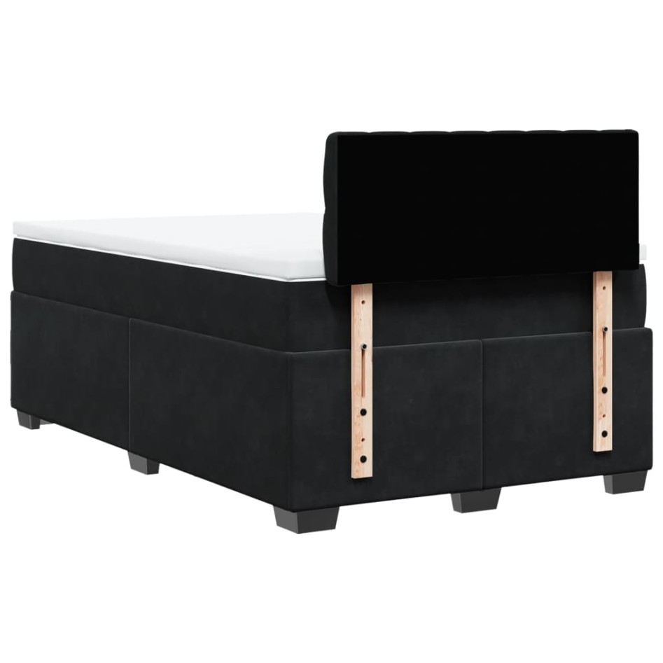 Cama box spring con colchón terciopelo negro 120x200