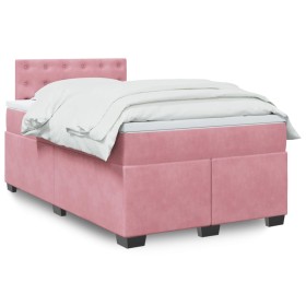Cama box spring con colchón terciopelo rosa 120x200