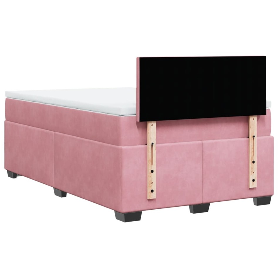 Cama box spring con colchón terciopelo rosa 120x200
