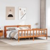 Estructura cama con cabecero madera pino marrón cera 180x200 cm