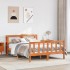 Estructura cama con cabecero madera pino marrón cera 150x200