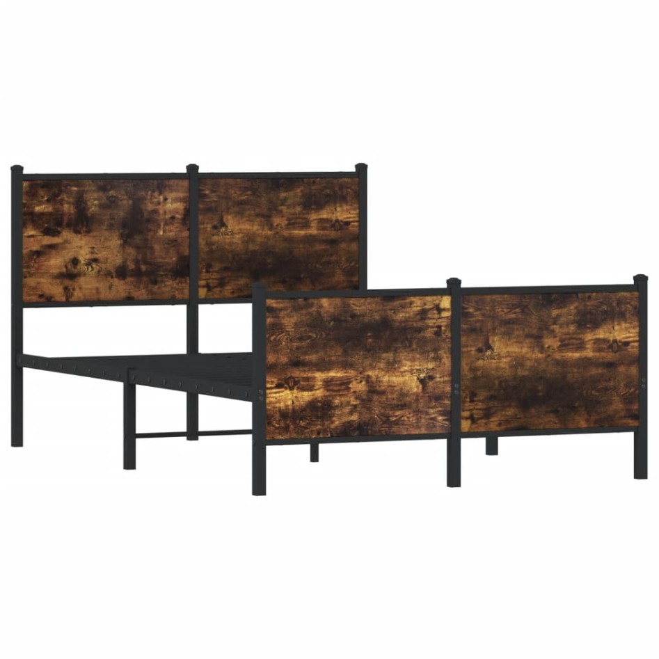Estructura de cama sin colchón metal roble ahumado 120x190